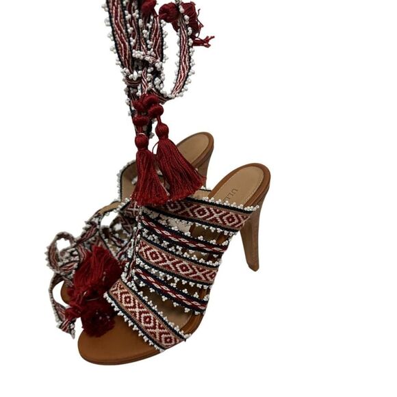 Ulla Johnson Beaded Sabina Tribal Ankle Wrap Heels NWT Sz. 7 - Picture 2 of 5